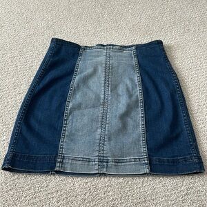 Denim mini skirt two tone